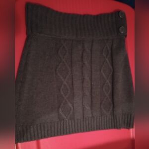 Black Knit Skirt with Button Detail
